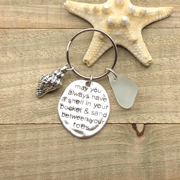 Hand Crafted Other - Sea Glass Beach Charm Key Ring| Genuine Seaglass Gift New Driver Beach Gift